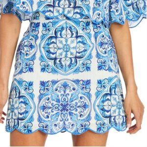 Anthropologie Mestiza Mini Cotton Blue White Skirt size 12